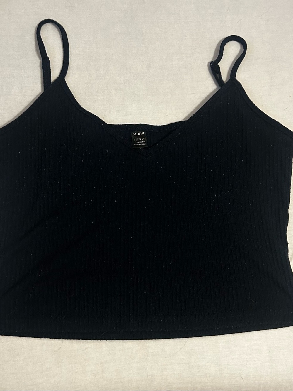 SHEIN Navy Blue Ribbed Spaghetti Strap Crop Top